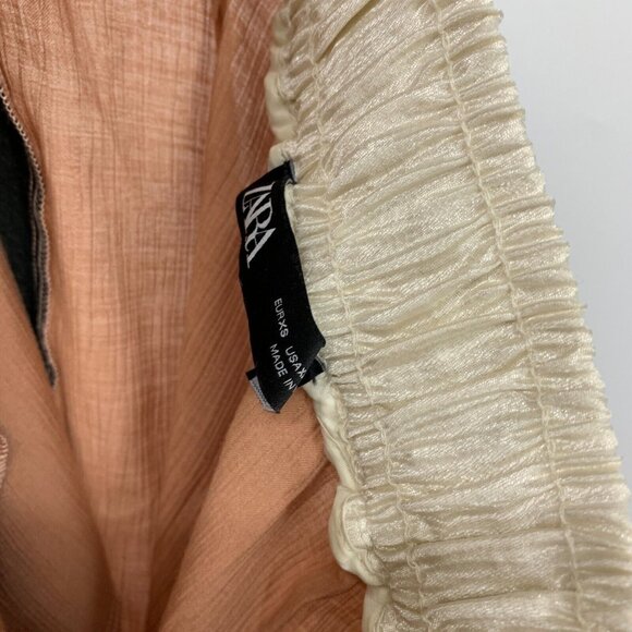 Zara Jogger Pants Pink Satin Metallic Drawstring Pull On Pockets - Picture 4 of 11